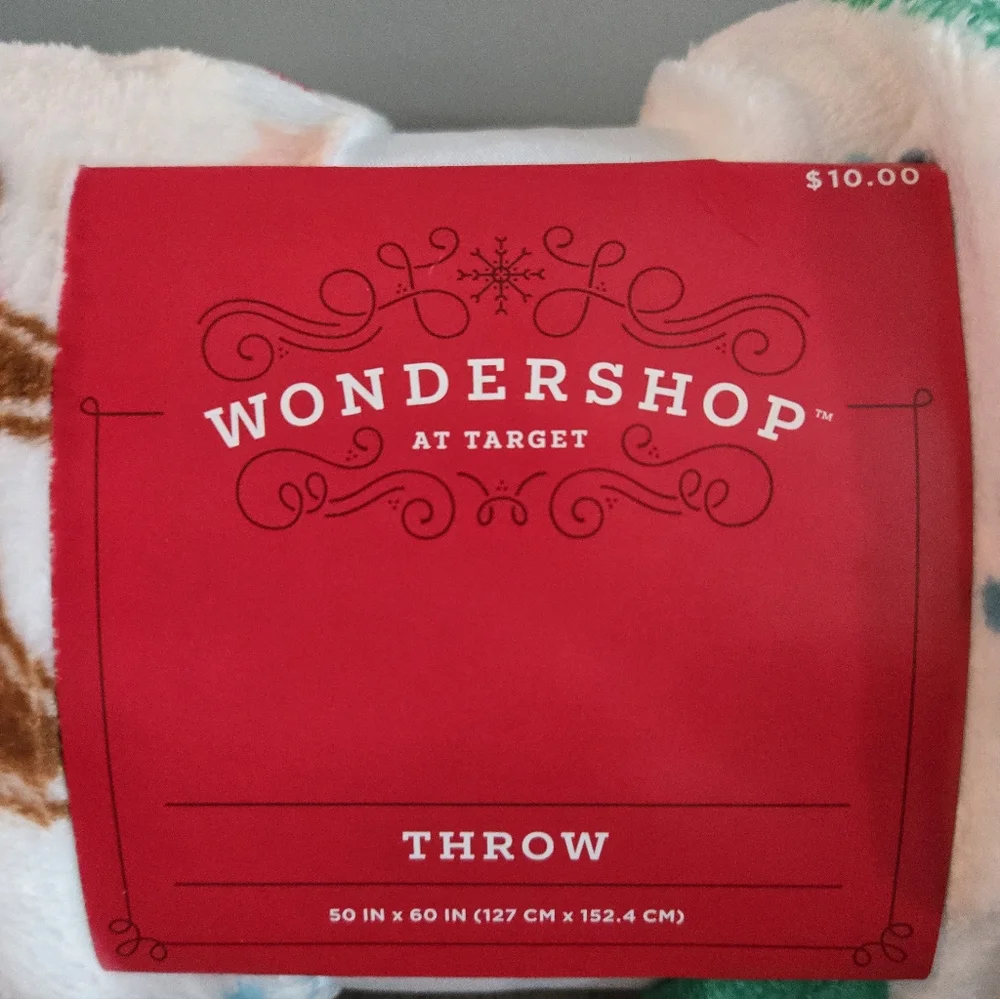 Wonder Shop Festive Christmas Holiday Fleece Throw Blanket 50inch X 60inch, NWT